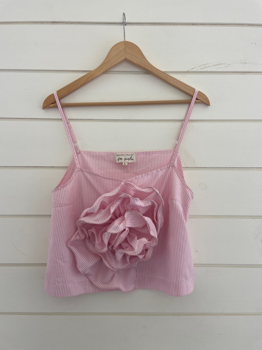 Free People Pink Striped Rosette Cami size L